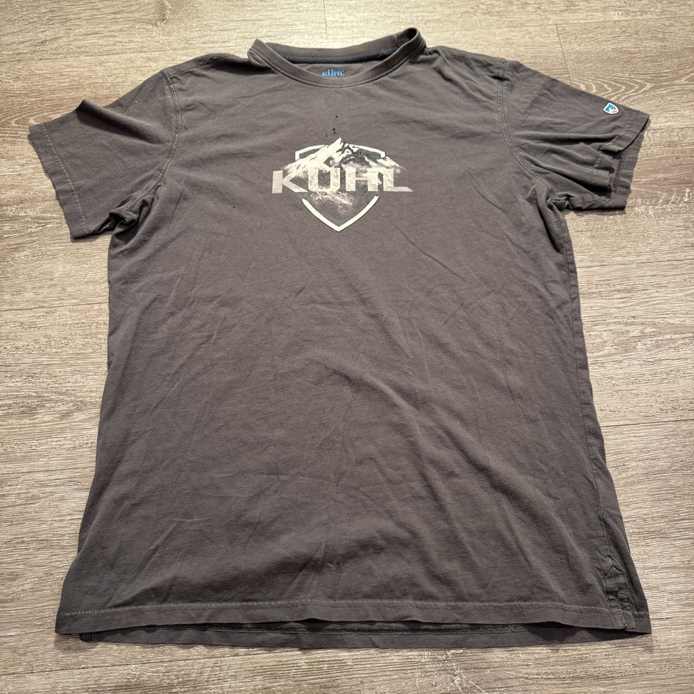 Kuhl Shirt Men Large Gray Wildfibre Cotton Hiking Trek Mountain Graphic Tee